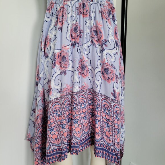 Japna Floral Asymmetrical Sundress Watercolor Floral Print Midi Size Large - Picture 8 of 9